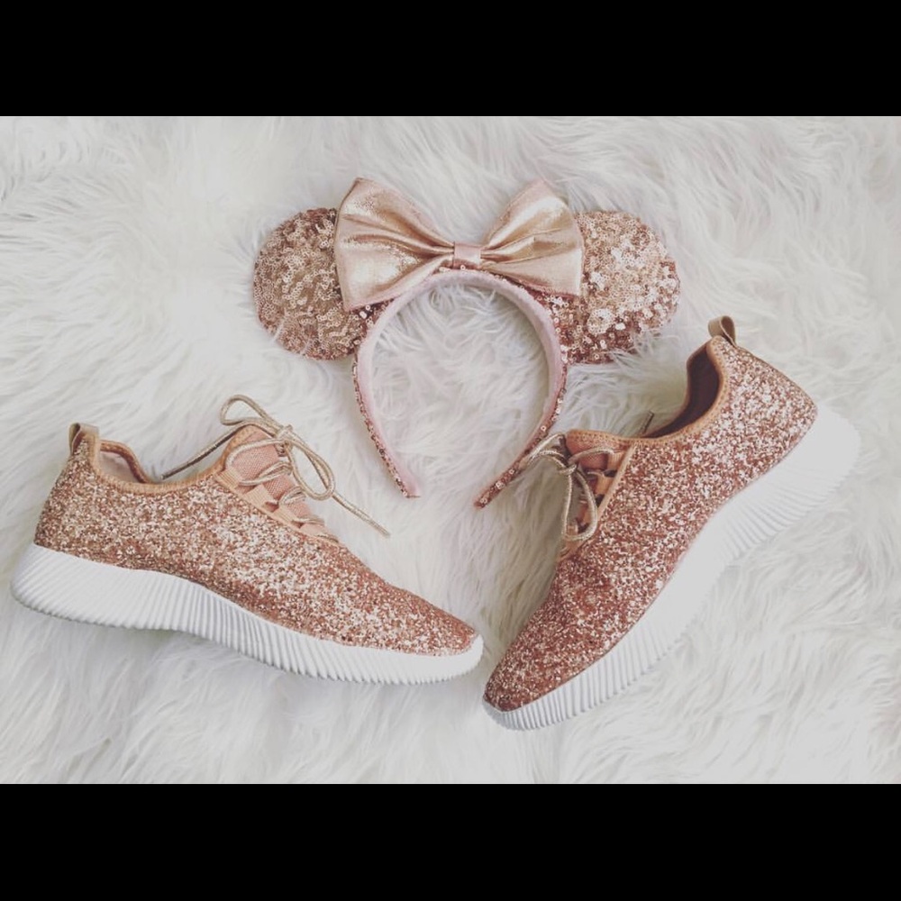 Ladies lace up light weight glittery sneakers - Picture 4 of 5